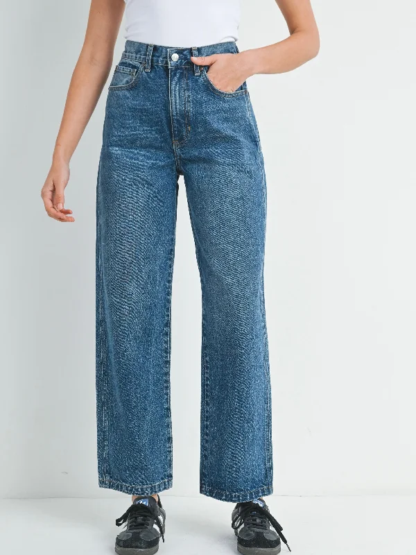 Just Black Denim : Relaxed 90's Straight Jean Fashionable Button-Front Jeans