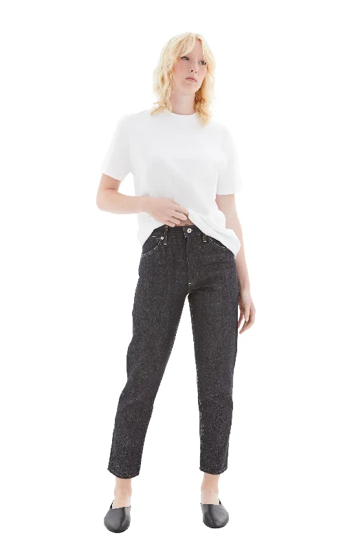 Jeans 02 Twisted (Dark Blue) Trendy Button-Up High-Waist Jeans