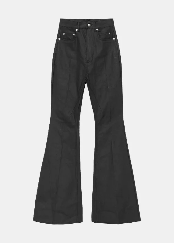 Black Waxed Bolan Jeans Fashionable Raw Hemmed Jeans