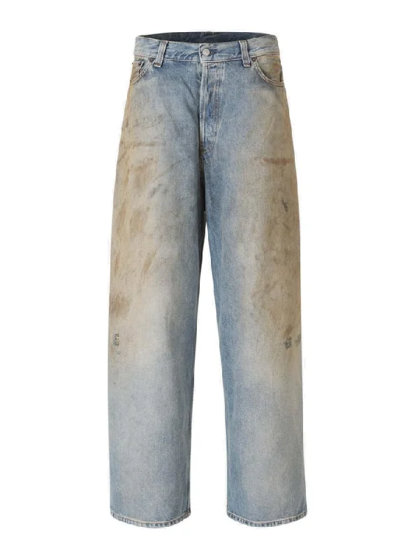 Acne Studios 2023F F Penicillin Jeans (Mid Blue) Elegant Raw Hem Jeans