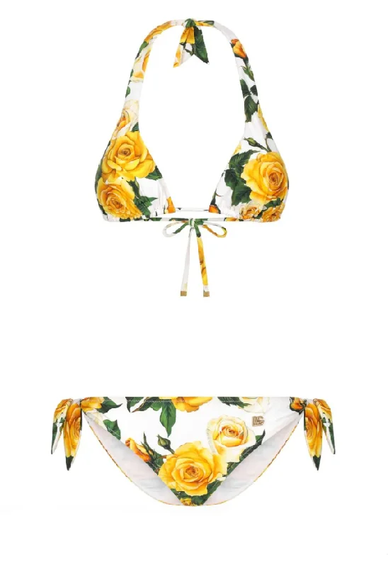 Dolce & Gabbana Yellow Rose triangle bikini set Monokini bikini, Sexy, Elegant, Comfortable