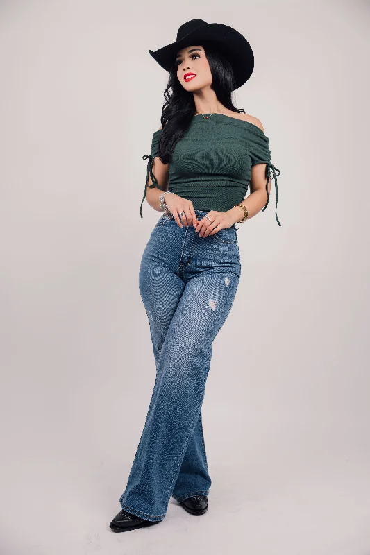 High Rise Everyday Wide Leg Jeans Comfortable Flare Leg Jeans