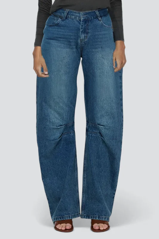 Indigo Darted Leg Jeans Comfortable Jogger Style Jeans