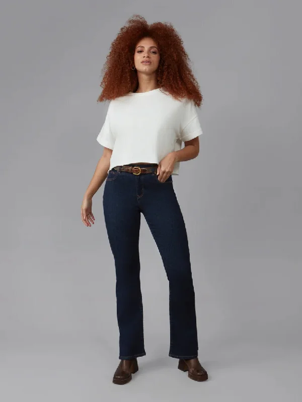 Lola Jeans : Billie High Rise Bootcut Jeans Chic Rolled Cuff Denim Jeans