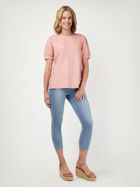 JEANSWEST (BN) "Genevieve" button back linen tee! 8-10 Trendy Skinny Fit Jeans