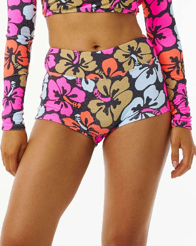 Hibiscus Heat Boyleg Bikini Bottoms in Multi Adjustable bikini bottom, Custom fit, Comfortable, Sexy