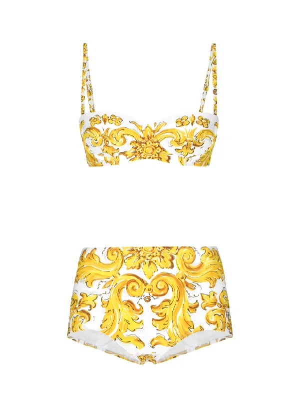 Dolce & Gabbana Maiolica-print bikini set Minimalist bikini, Simple, Sleek, Fashionable