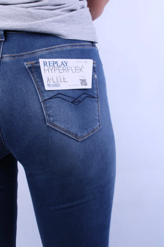 Replay Luzien Hyperflex WHW689 661XR04 009 Skinny Highwaist Jeans Trendy Pleated Waist Jeans