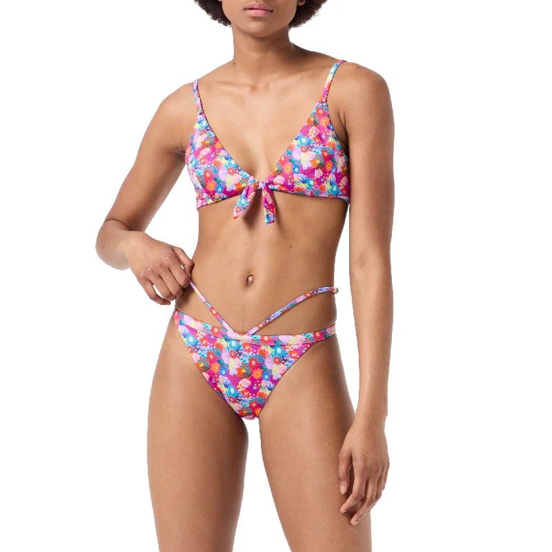 Bikini Rosa Flores Plunge front bikini, Deep-V, Sexy, Trendy