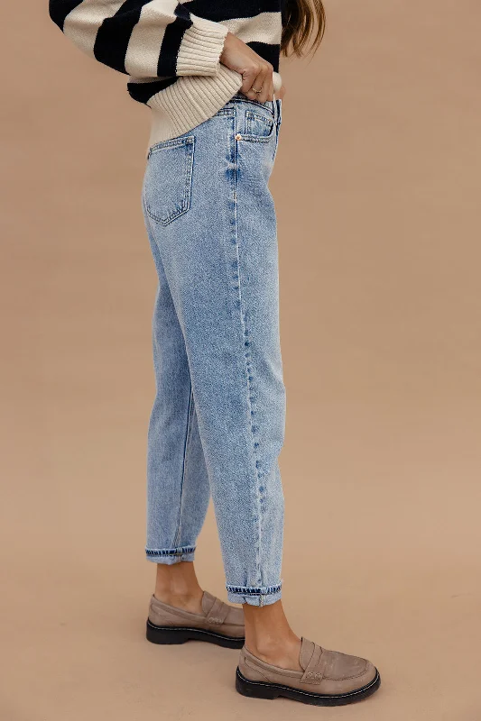 Sacha High Rise Mom Jeans Stylish Acid-Wash Jeans