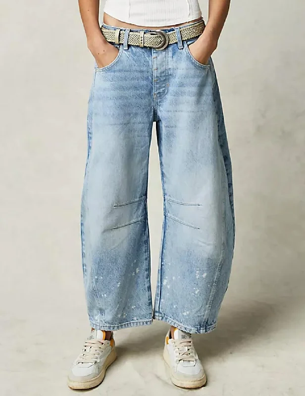 Ladies Mid Rise Wide Leg Jeans Barrel Denim Pants SKP522 Comfortable Full-Length Denim Jeans