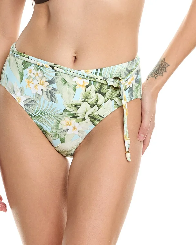 Tommy Bahama Paradise Fronds Belt High-Waist Bikini Bottom Bikini with side straps, Sexy, Comfortable, Trendy