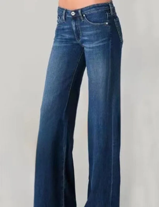 Ladies High Waisted Wide Leg Jeans 333333 Fashionable Button-Front Jeans