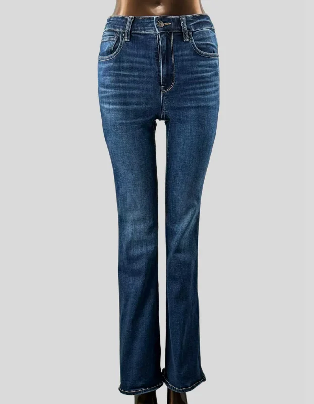 AMERICAN EAGLE High-Waisted Flare Jeans - 2 US Fashionable Frayed Hem Denim