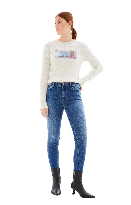 Peg Jeans (Mid Blue) Stylish Stone-Wash Denim Jeans