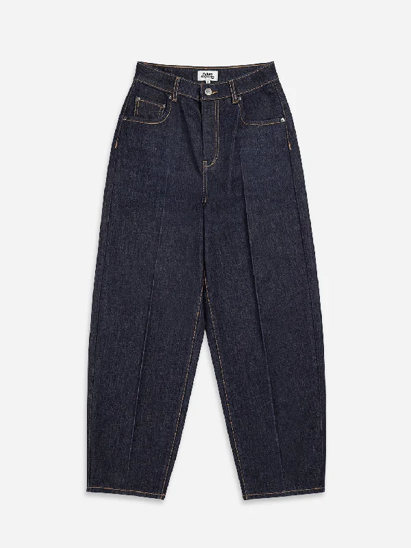 High Rise Indigo Barrel Jeans Casual Wide-Legged Denim Jeans