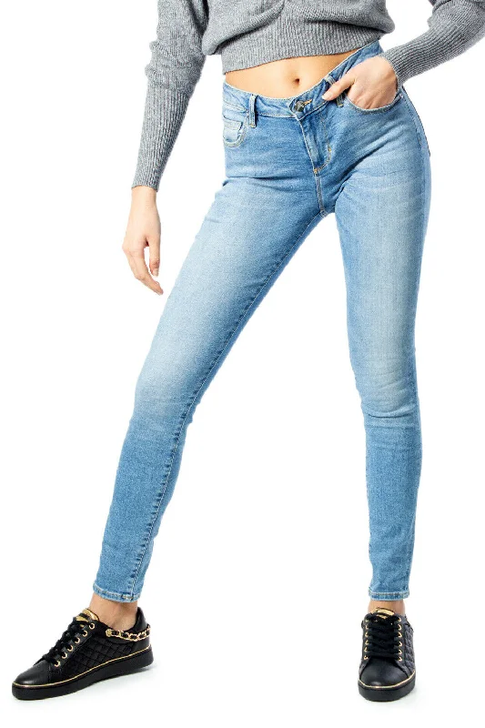 Guess Annette Skinny High Jeans, Mid Rise W01A99D38R4 Bleach Wash Comfortable Flare Leg Jeans