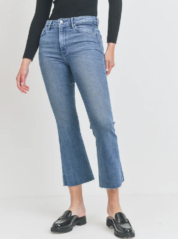 Just Black Denim : Tonal Crop Flare Jean Comfortable Low-Rise Jeans