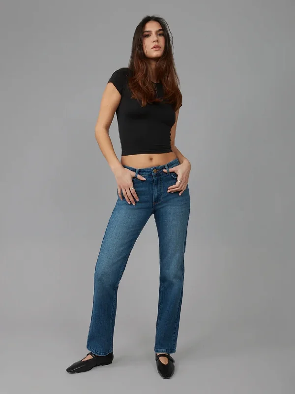 Lola Jeans : Denver High Rise Straight jean Fashionable Raw Hem Bootcut Jeans