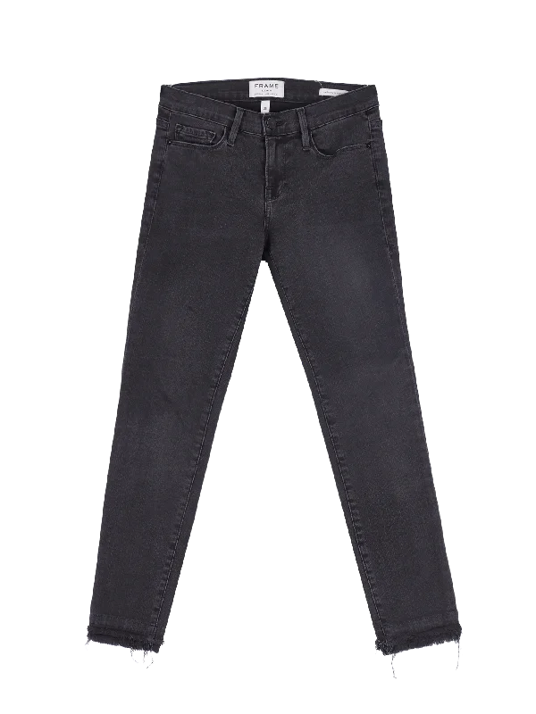 le skinny de jeanne raw-hem jeans Trendy Bootcut High-Waisted Jeans