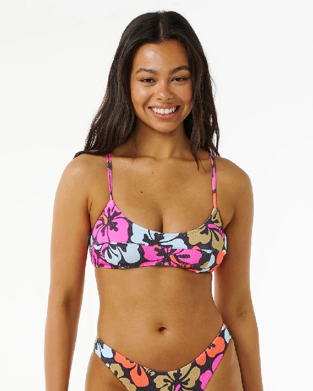 Hibiscus Heat Crop Bikini Top in Multi Wraparound bikini, Trendy, Sexy, Beachwear