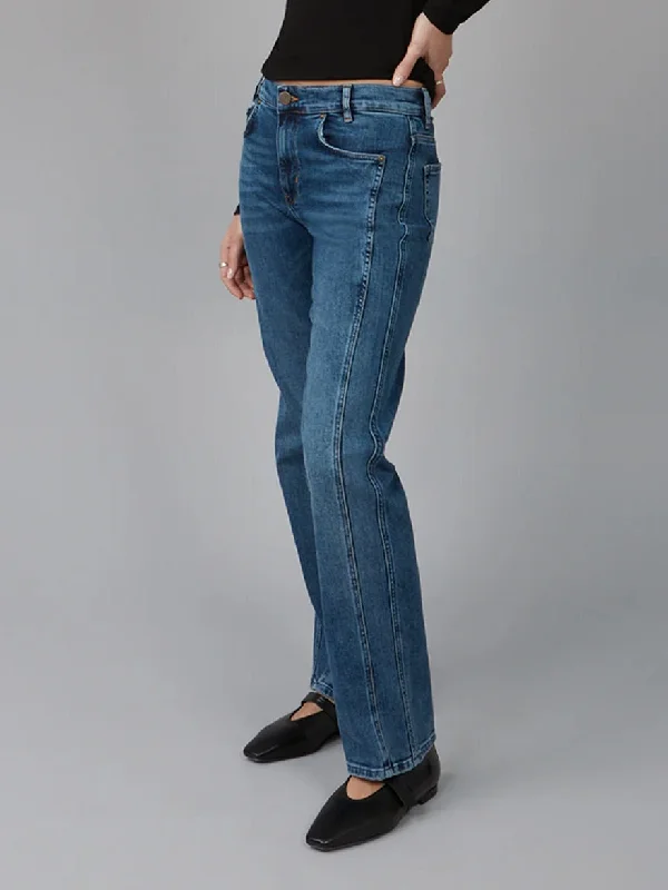 Lola Jeans : Jasper Mid Rise Straight Leg Trendy Skinny Fit Jeans