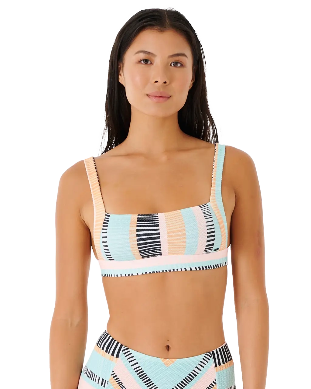 Ripple Effect Crop Bikini Top in Black Two-tone bikini set, Bold, Stylish, Trendy