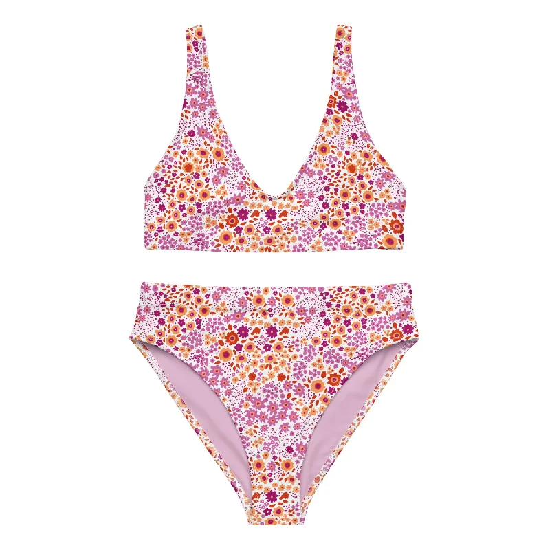 Lesbian Flowers High-Waisted Bikini Polka dot bikini, Retro style, Fun, Trendy