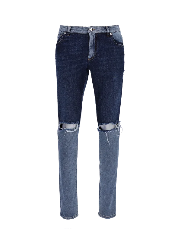 two-tone distressed skinny jeans Stylish Slim Fit Denim