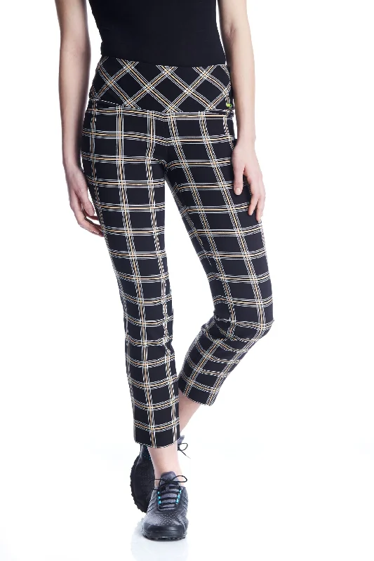 Swing Contro Gold Plaid  Masters Ankle Pants Casual Skinny Fit Pants