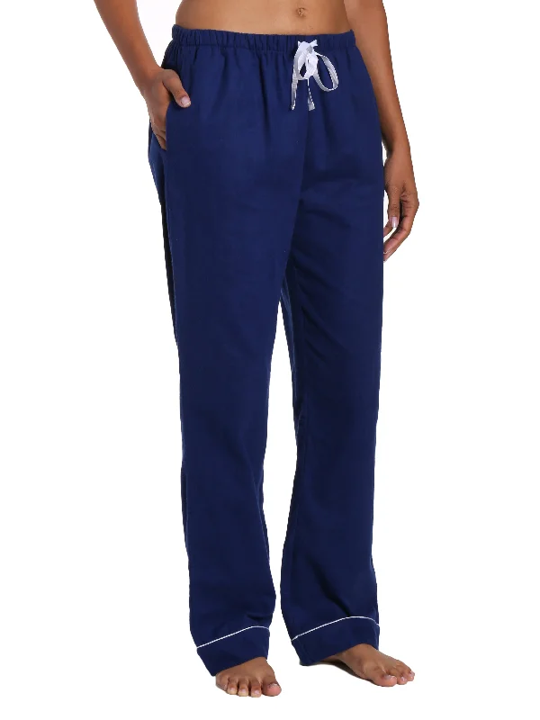 Womens 100% Cotton Flannel Lounge Pants - Midnight Blue Casual Lounge Pants