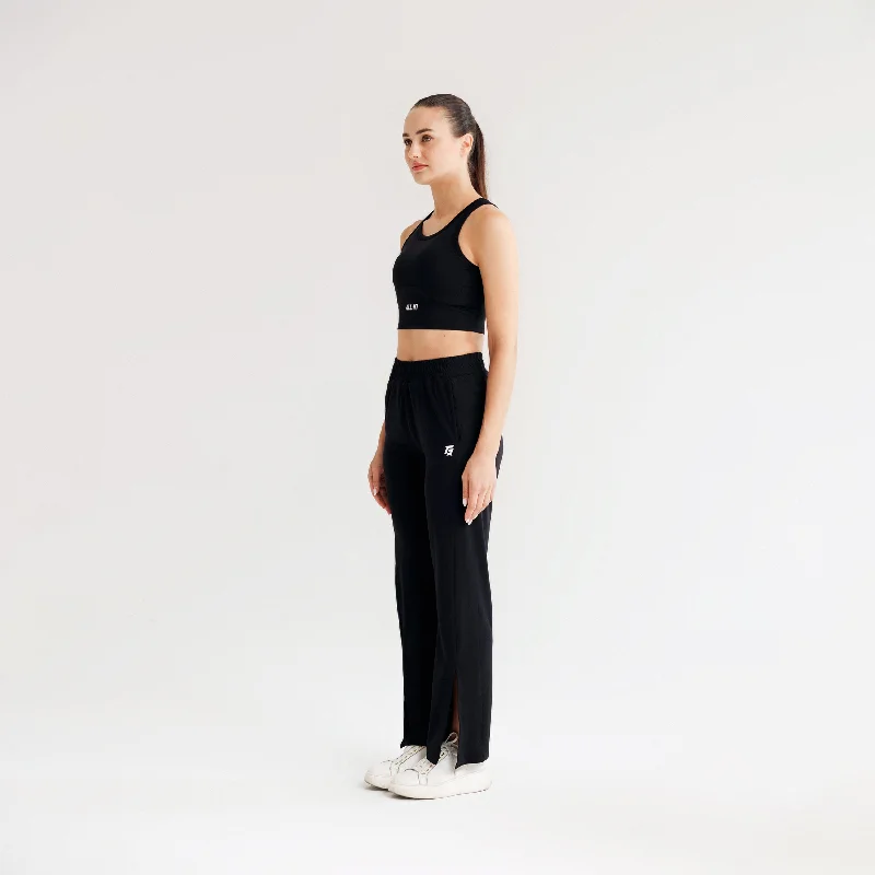 Flex Aura Flared Pants (Black) Elegant Silk Pants