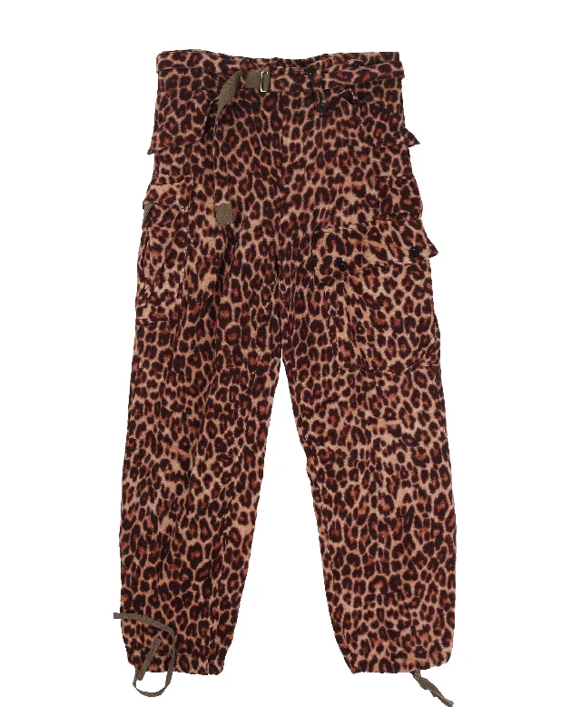 Leopard Shrivel Cargo Pant Comfortable Denim Leggings