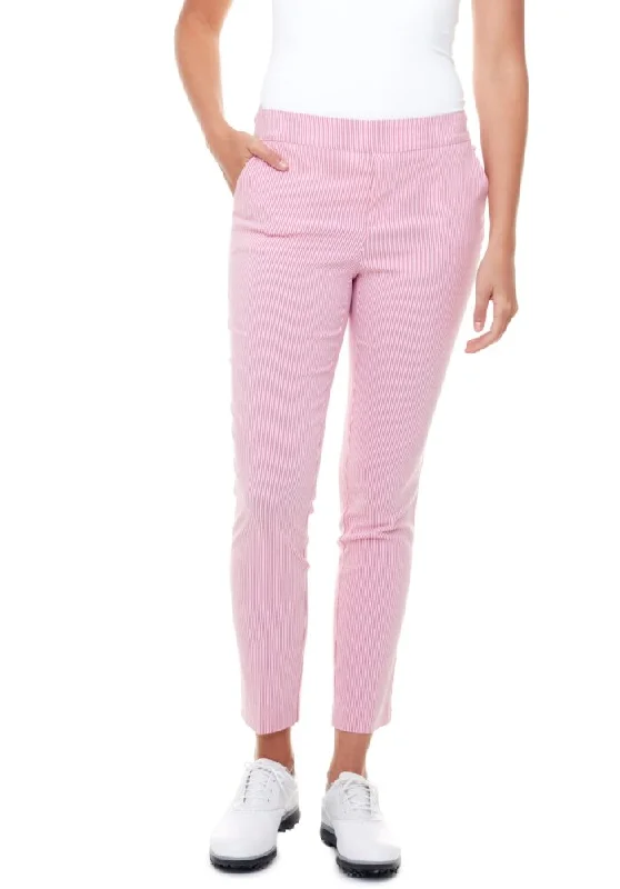 Swing Control STRIPED GOLF ANKLE TOUSER Pant - Pink w/ White Stripe Casual Sweatpants Style