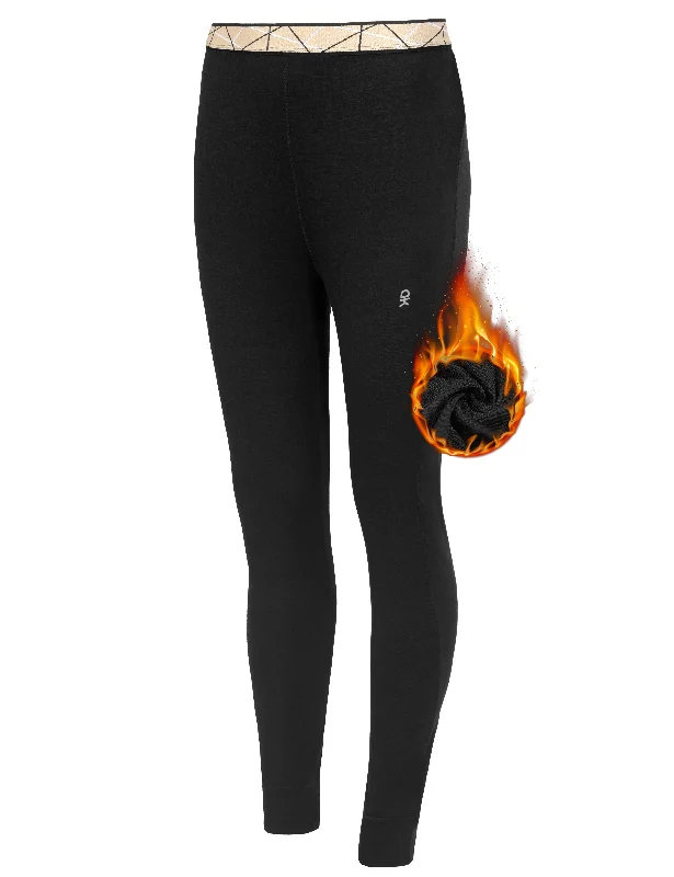 Women's Lightweight Thermal Underwear Bottoms, Winter Long Johns Pants Casual Drawstring Pants