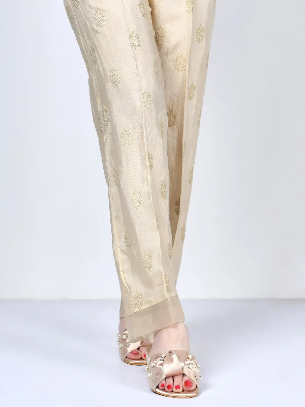 Embroidered Silk Pants High-Waist Jeans