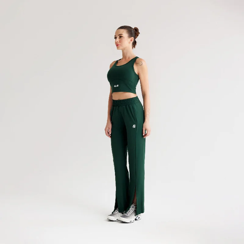 Flex Aura Flared Pants (Swamp Green) Modern Stretch Trousers