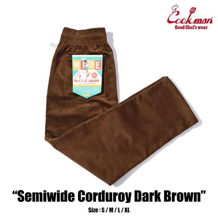 Cookman USA Chef Pants Semi-Wide Corduroy Dark Brown Formal Dress Pants