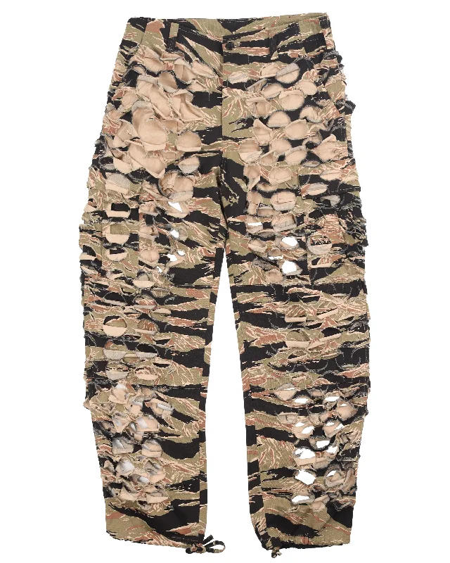 AW18 Laser Cut Tiger Camo Pant Casual Plaid Pants