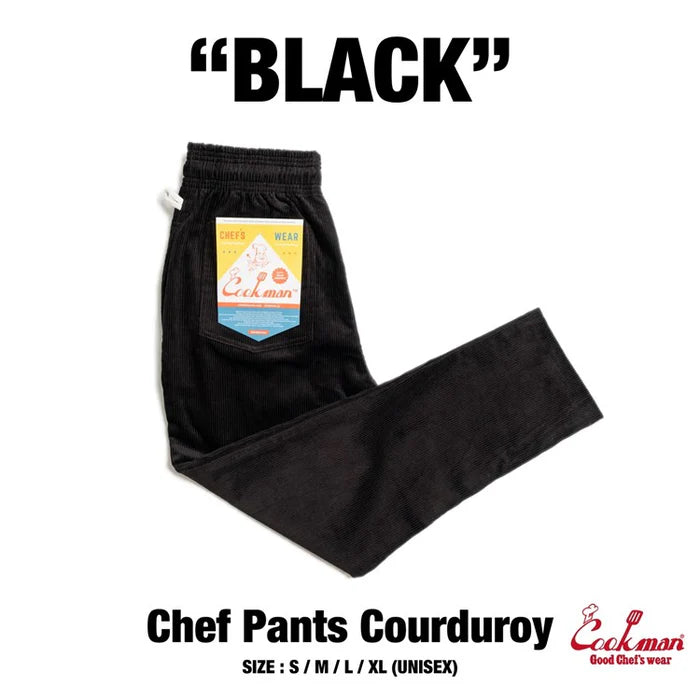 Cookman USA Chef Pants Corduroy Black High-Waist Jeans