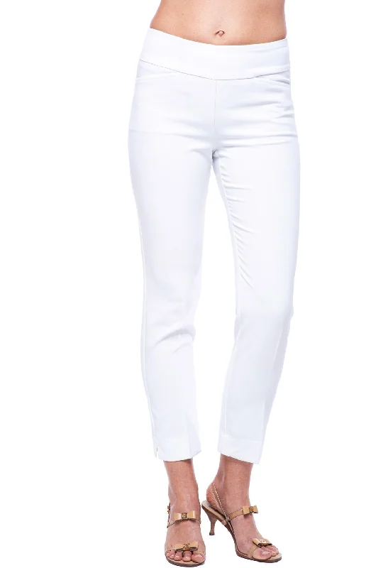 Ibkul Ankle Pant  4 Way Stretch - White Comfy Cargo Trousers