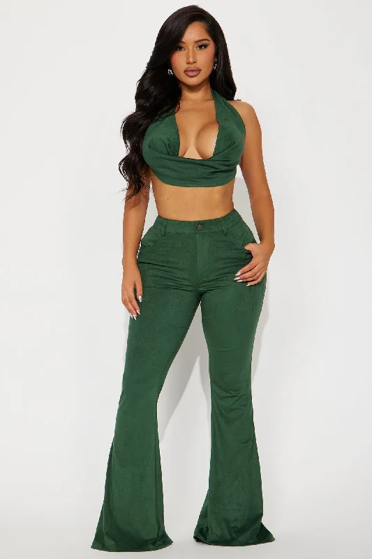 Party In Vegas Faux Suede Pant Set - Hunter Comfortable Pleated Pants