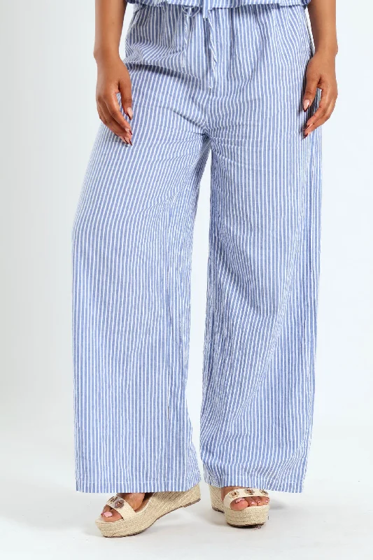 Pinstripe Relaxed Pant - Light Blue Chic Checkered Pants