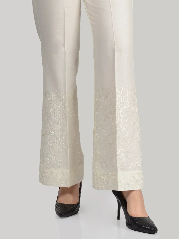 Embroidered Cotton Pants Classic Bootcut Trousers