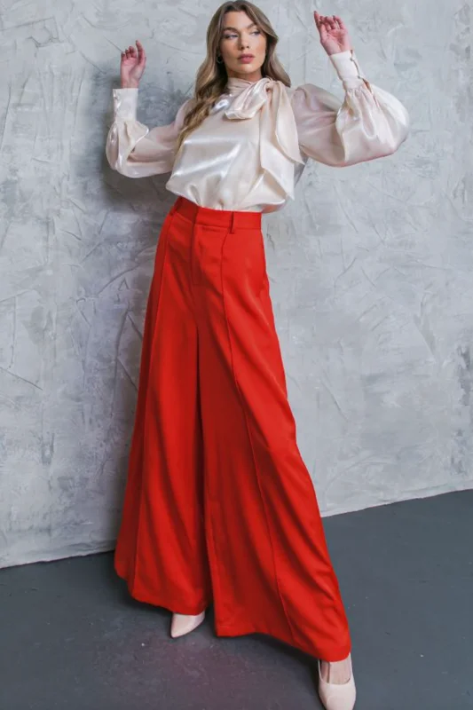 Melora Pant - Red Stylish Paperbag Waist Pants
