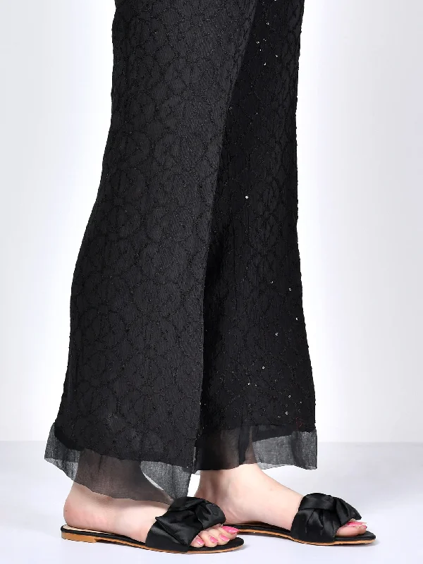 Embroidered Silk Pants Soft Wool Pants