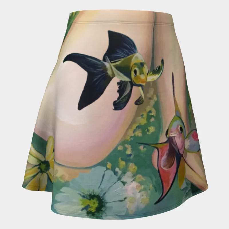 Flair skirt - fishies leather skirt bold