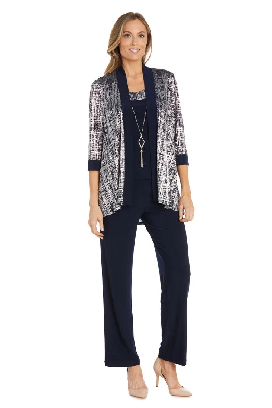 R&M Richards 2587 Metallic Printed Pant Suit Jacket Set Plaid Jacket Tartan Jacket Houndstooth Jacket