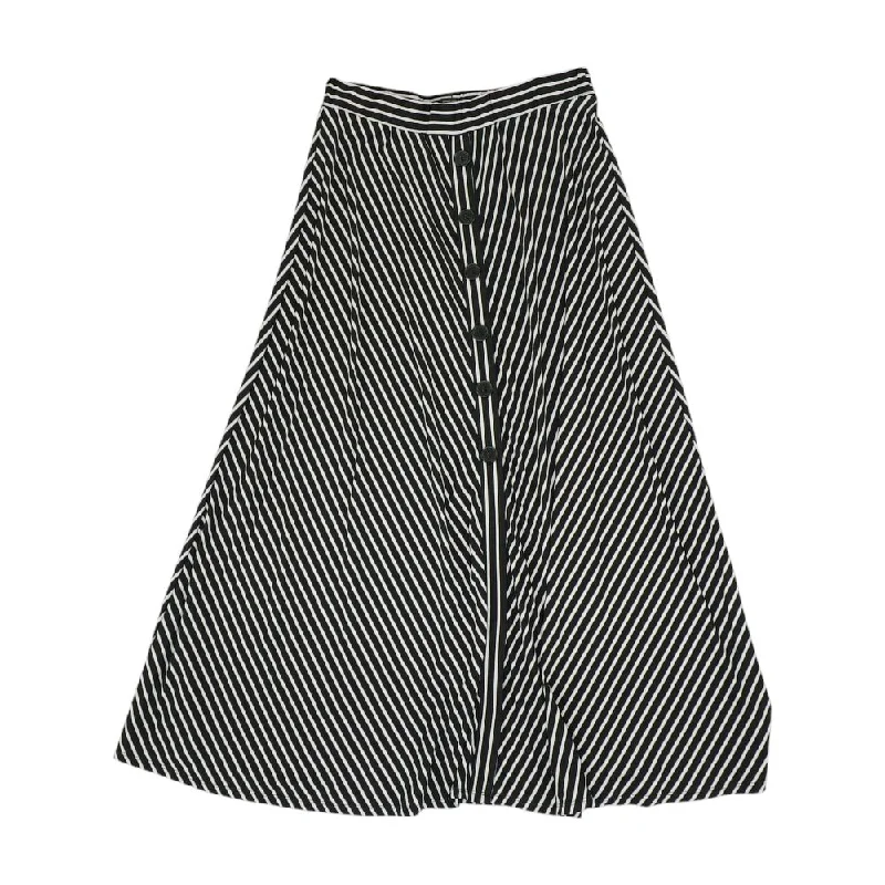 Black Striped Maxi Skirt tiered skirt playful