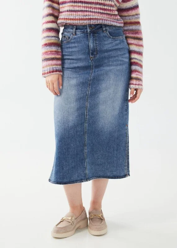 Column Denim Midi Skirt velvet skirt luxury